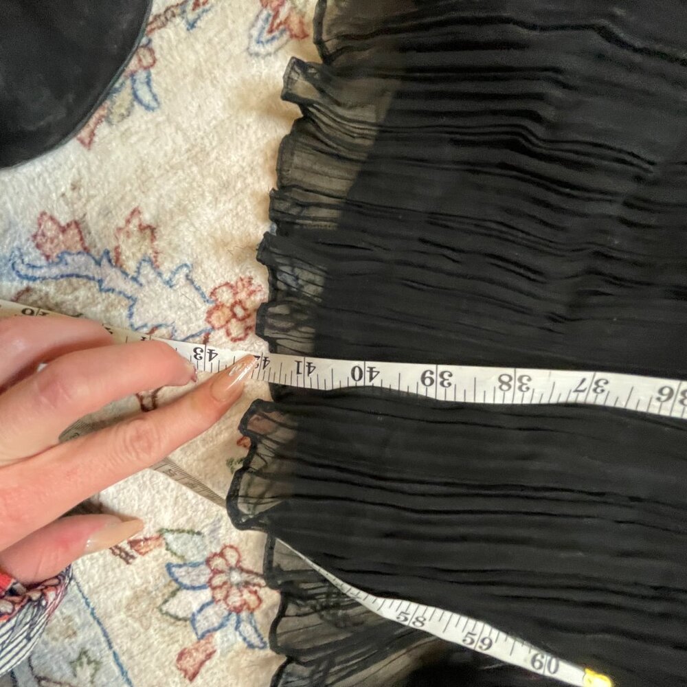 Vintage 60s/70s Black Pleated Cocktail Dress Union Made Georgette Sleeves Size M - Picture 12 of 14